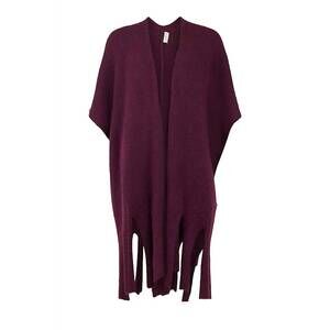 NEW NOEN women's prune fringed wrap poncho in purple
